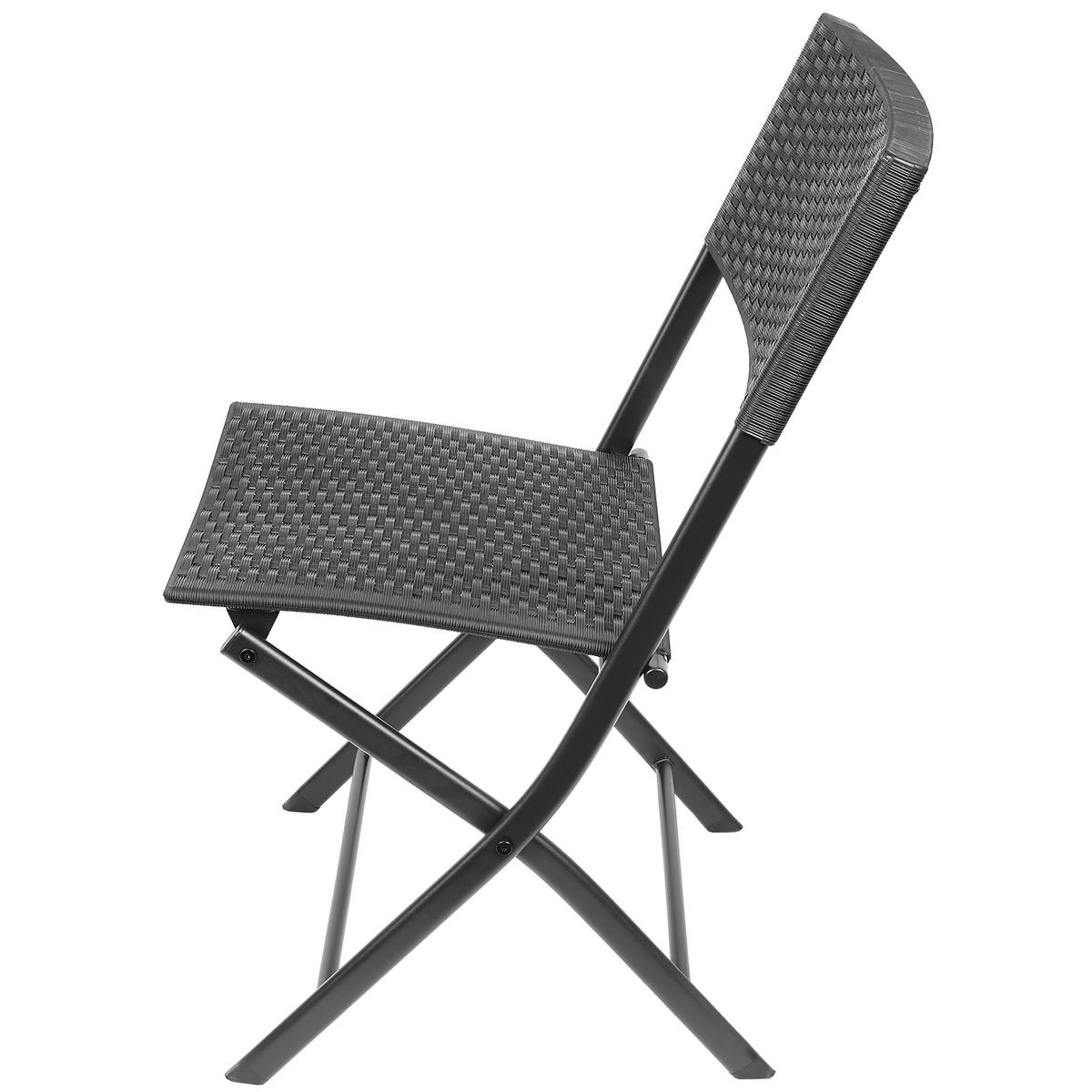 ZESTAW MEBLI BALKONOWYCH STÓŁ 58X58X70CM I 2 KRZESŁA CZARNY - obrazek 12