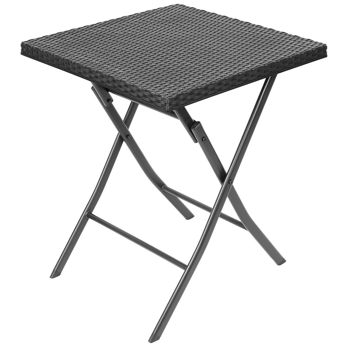 ZESTAW MEBLI BALKONOWYCH STÓŁ 58X58X70CM I 2 KRZESŁA CZARNY - obrazek 15