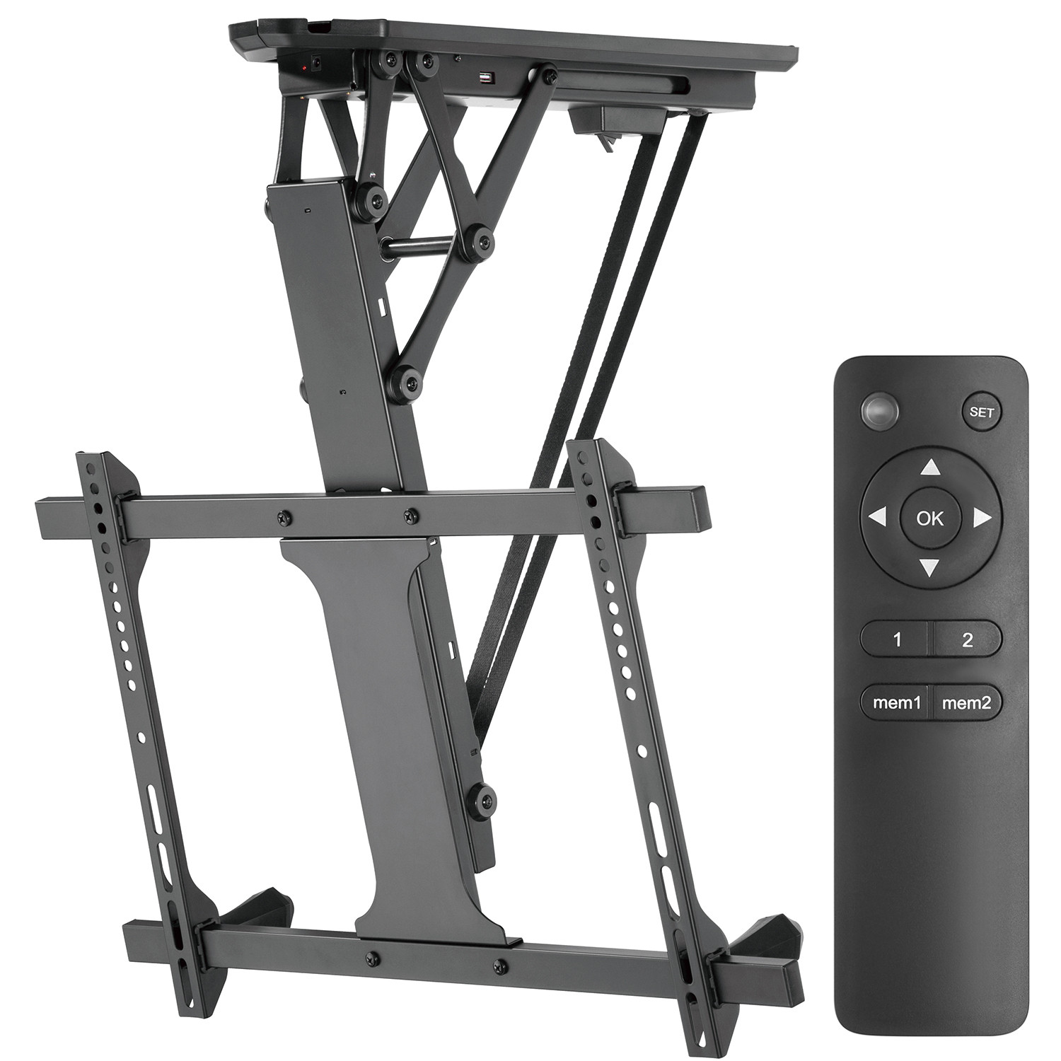 Uchwyt TV Elektryczny Sufitowy 32-70" 35kg 600x400 pochyłe ściany MC-880