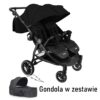 Wózek spacerowy dla bliźniaków KacBru GOLDIE TWINS Czarny  z gondolą w zestawie !
