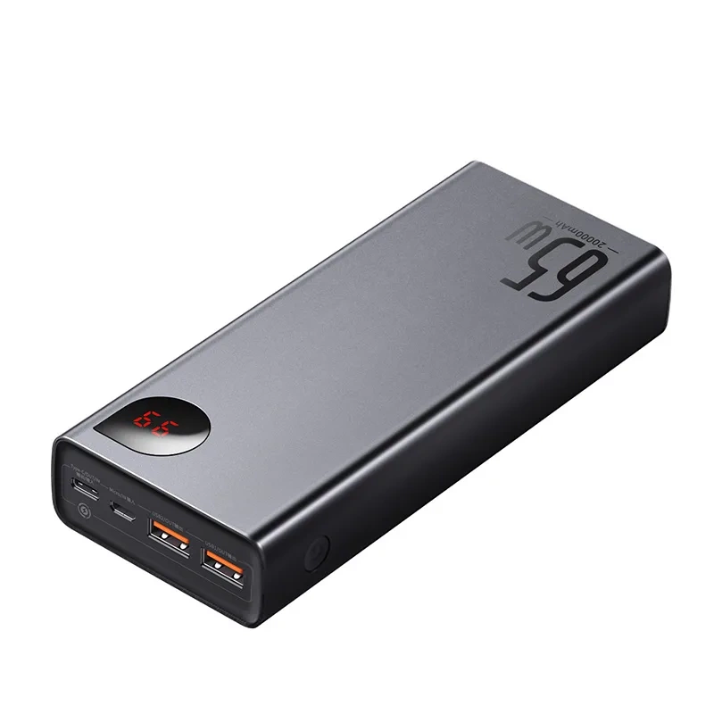 Powerbank Baseus Adaman Metal 20000mAh, PD, QC 3.0, 65W, 2xUSB + USB-C + micro USB, (czarny) - obrazek 6