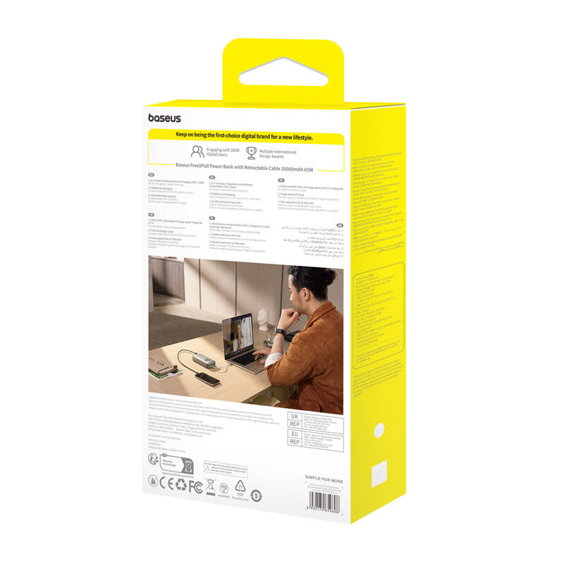Powerbank Baseus OS Free2Pull 20000mAh 65W + kabel (szary) - obrazek 8
